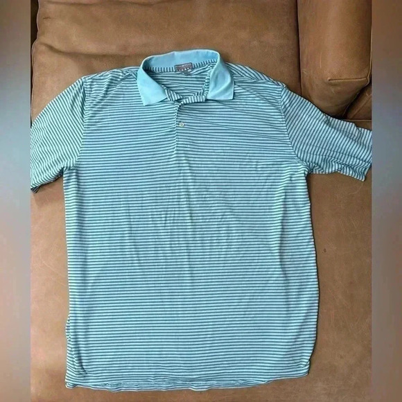Peter Millar Summer Comfort XL Polo Light Blue Striped - Flawed - Picture 1 of 9
